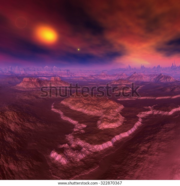 Alien Planet - 3D Rendered\
Landscape