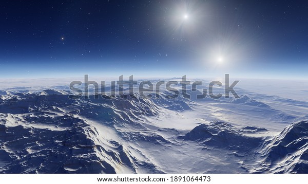 alien planet landscape, science fiction\
illustration, view from a beautiful planet, beautiful space\
background 3d\
render\
