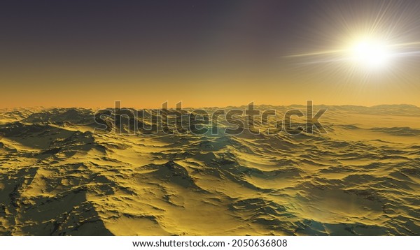 alien planet landscape,\
science fiction illustration, view from a beautiful planet 3d\
illustration