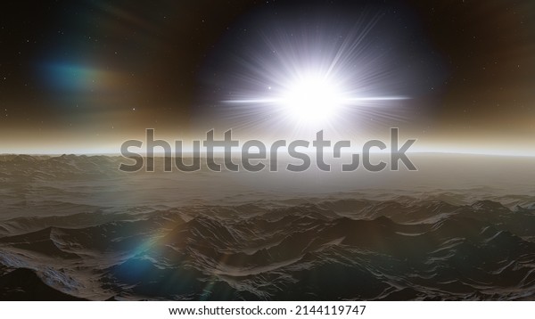 alien planet landscape, science fiction\
illustration, view from a beautiful planet, beautiful space\
background 3d\
render
