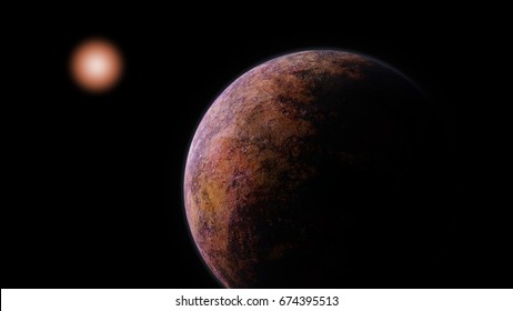 Alien Planet Orbiting A Red Dwarf Star (3d Illustration, Elements Of This Image Are Furnished By NASA)