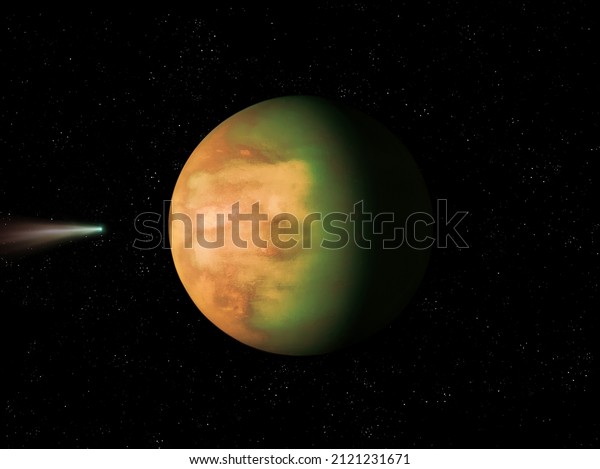 Alien planet with a solid surface, water\
and oxygen. Planet is a candidate for colonization. Realistic\
exoplanet surface 3d illustration.\
