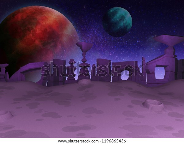 Alien Planet surface -\
3D illustration