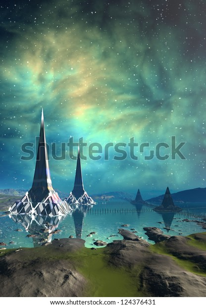 Alien Planet with
Towers - Computer
Artwork