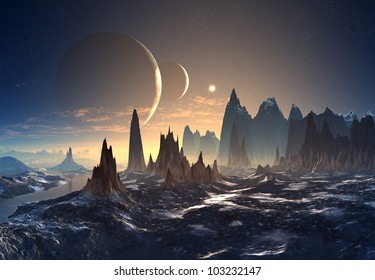 Alien Planet with two Moons