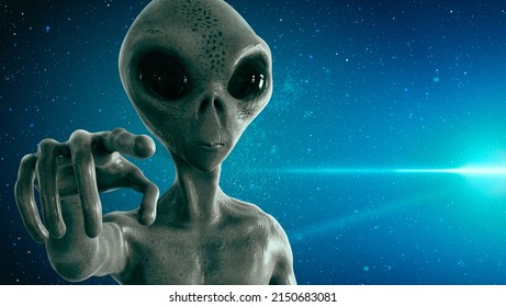 Alien Pointing His Finger, 3d Render