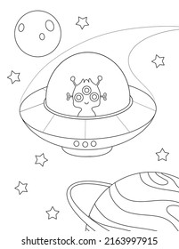 Alien Ufo Space Coloring Book Page Stock Illustration 2163997915