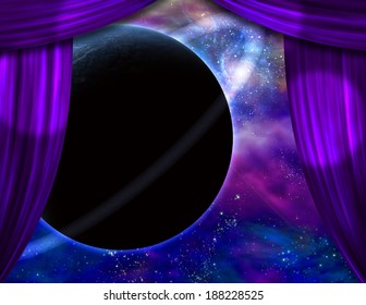 Alien world behind curtains