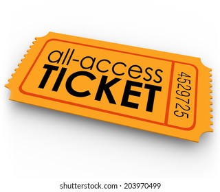 All Access Ticket Words Orange Pass Special, Exclusive, Unlimited Admission To Rides