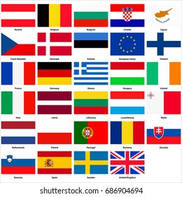 Vector Set Flags Eu Countries Since Stock Vector (Royalty Free) 743121772