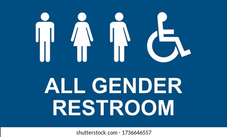 All Gender Restroom Sign Isolated In Blue