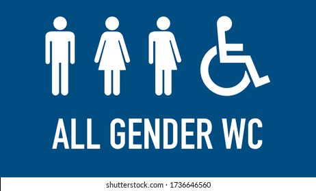 All Gender Restroom Sign Isolated In Blue