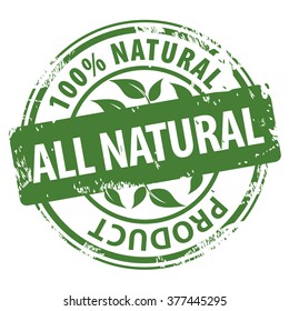 All Natural Organic Products 100 Percent Green Rubber Stamp Icon Isolated On White Background. Illustration