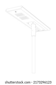 All In One Solar Street Light, Street Lamp, Autonomous Solution, Illustration