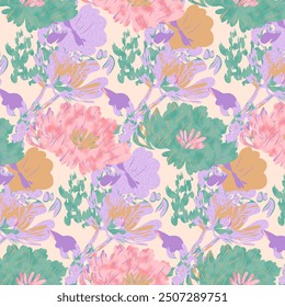 All over design textile pattern wallpaper colorful flower with  background pattern motif