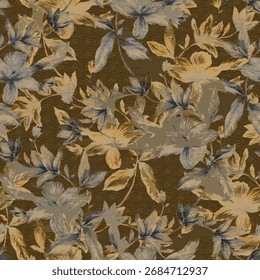 All over floral pattern creative effect abstract hand drown art work rough faded flowers digital printing on fabric wallpaper background saree suit duppata fashion dress bed sheet rug sstkbackgrounds.