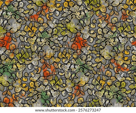 all over floral pattern creative effect abstract hand drown art leaf vine digital printing on fabric wallpaper background garment, saree, suit, duppata, dress, bed sheet, rug wall sticker men shirt.
