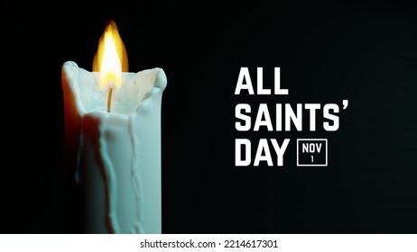 All Saints or Hallows Day (November 1) concept design is a Christian solemnity celebrated in honor of all the saints of the church. Candle Lights in the background 3d illustration. - Powered by Shutterstock