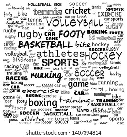 All sports word cloud collage, hobbies and leisure concept background - Vector,