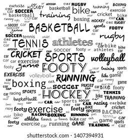 All sports word cloud collage, hobbies and leisure concept background - Vector,