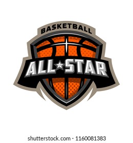 All Star Basketball, Sports Logo Emblem.