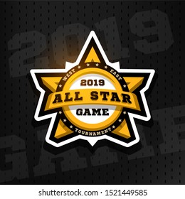 All Star Game. Sport Emblem, Logo, In The Shape Of A Star.