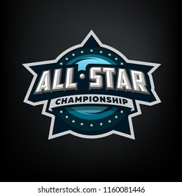 All Star Sports, Template Logo Design On A Dark Background.