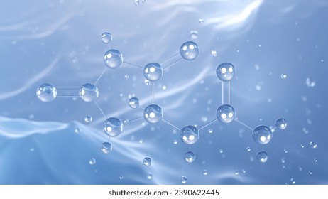 allantoin molecular structure, 3d model molecule, glyoxyldiureide, structural chemical formula view from a microscope