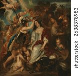 Allegory of Peace (1652) by Jan Lievens. Angel in vintage illustration artwork. Vintage Christian art illustration.