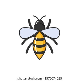 Allergy hypersensitivity of bee sting, fly with wings isolated raster. Allergic reaction wasp with striped body. Sensitivity of human body on animals