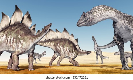 Allosaurus Attacks Stegosaurus
Computer Generated 3D Illustration