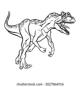 Allosaurus Dinosaur Cartoon Linear Sketch Coloring Stock Illustration ...