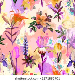 allover Colourful flower pattren, digital Seamless flower pattern Vector illustration artistic style ,Design for fashion , fabric, textile, wallpaper, wrapping and all prints.