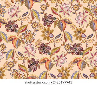 Allover design pattern art and beautiful combination textile designs and vintage flower