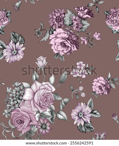 Allover digital floral pattern seamless beautiful design