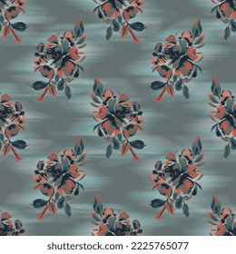 allover dusty blue floral pattern and new blur wave texture effect design for digital textile print  rug  saree  tile  suit  dress  gown  cover bed sheet  graphic   all type print desi concept art