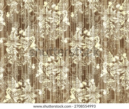 Allover floral pattern creative effect botany hand drown blossom art rough faded flowers digital printing on fabric home decor wallpaper background saree suit shirt duppata fashion dress bed sheet rug