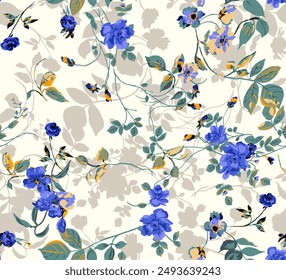 allover floral pattern seamless design motifs digital graphics fashion textile colour full mono tones different shades borders shirt stoler trouser t shirt sleeves s hand bags rags indion motifs