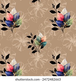 allover flowers blue colored pattern to be used in textile designing