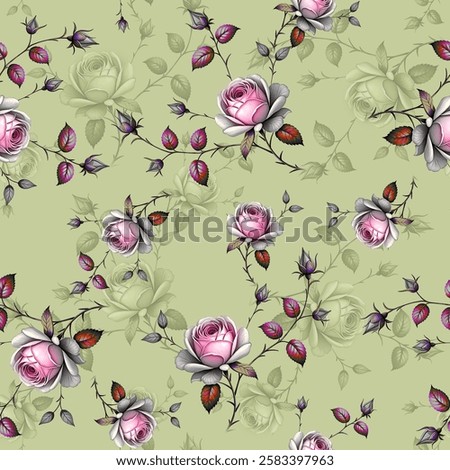 allover flowers and leave pattern to be used in textile designing