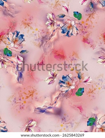 Allover multi flowers background Seamless pattern with watercolor flowers beautiful Design