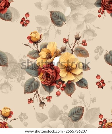 allover multi pattern floral design withlit color texture ground by textile design