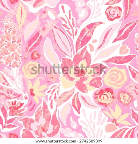 Allover pattern abstract mix floral flowers design seamless creative effect different type  leaves in repeat for digital print trending fashion saree suit kurti parda chader rug all type fabric printing.