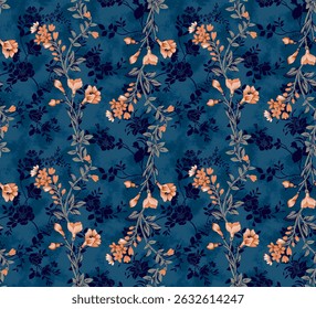 Allover pattern digital design textile motif unique creation suitable printing woman fabric. Mughal arts ornament flowers black and white ikat ethnic and etc