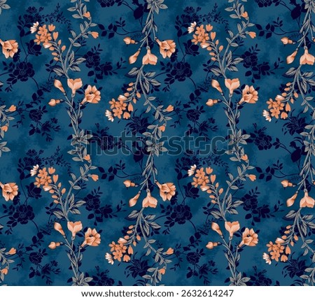 Allover pattern digital design textile motif unique creation suitable printing woman fabric. Mughal arts ornament flowers black and white ikat ethnic and etc