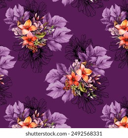 allover purple colored flowers pattern 