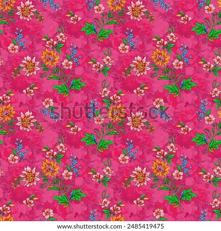 Allover Seamless floral pattern design with blur and stylist 3d effect for wallpaper, carpet, rug, bed sheet, digital print, textile print all type of print on fabric, tile, paper, decoration many use