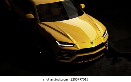 Almaty, Kazakhstan 05 July. Lamborghini Urus Luxury Sport Suv Car. Isolated 3d Render