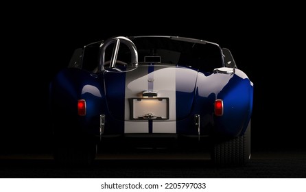 Almaty, Kazakhstan - 15 June 2022. 1966 Shelby Cobra 427 SC Vintage Old Classic Sport Car Convertible. Isolated 3 D Render