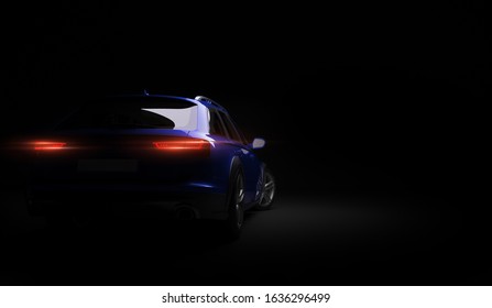 Almaty, Kazakhstan. February 02, 2020: Audi A6 allroad quattro luxury stylish car on dark background. 3D render